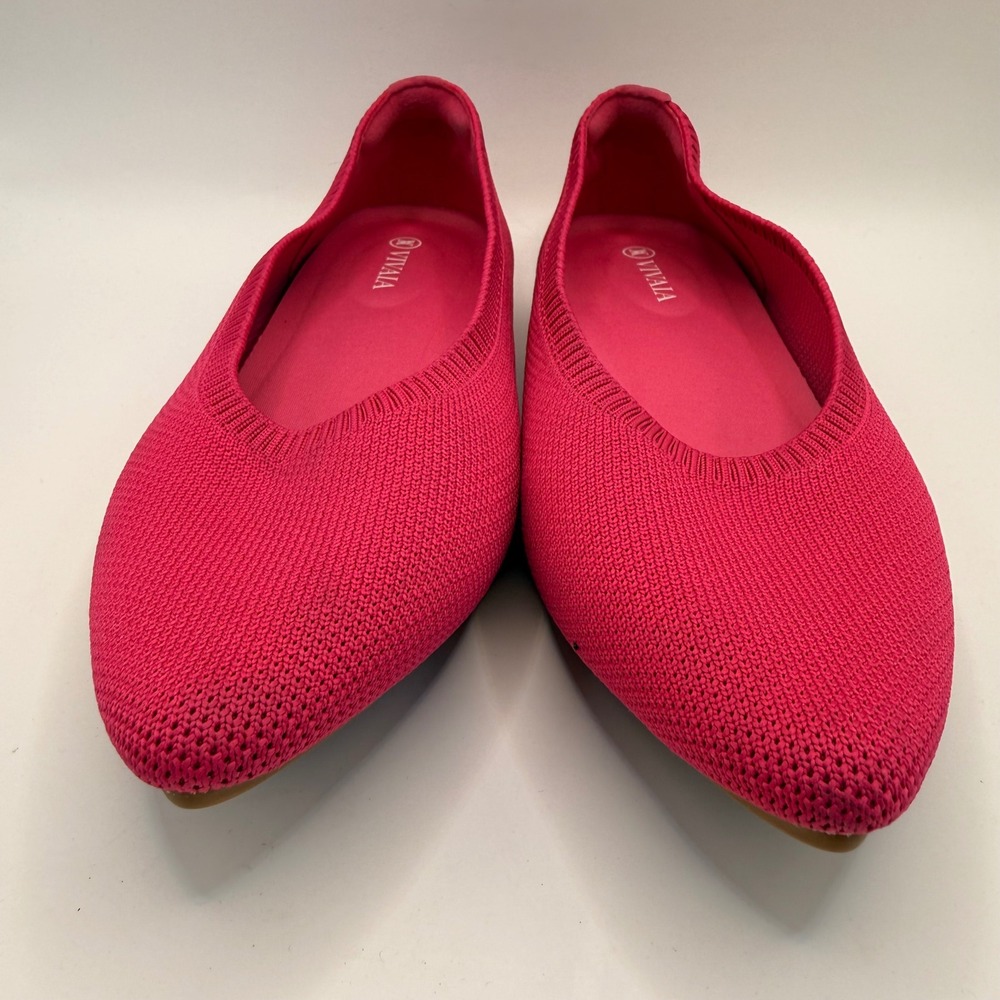 Vivaia Pointed Toe Knit Flats Magenta Pink Sustainable Shoes EU 39 - Picture 3 of 9